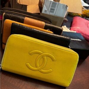 Chanel Yellow Leather Wallet